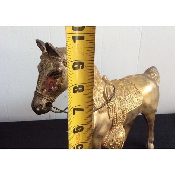 Vintage Brass Horse Statue Decorative Western Ornate Saddle Tack Equestrian - Picture 7 of 7